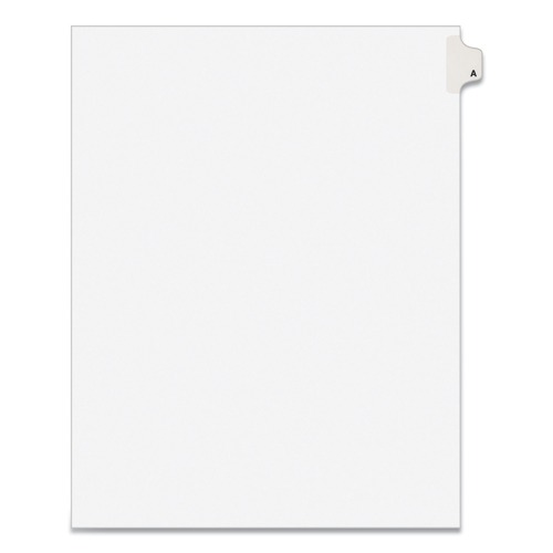 Dividers & Tabs | Avery 01401 Avery Style Legal 26-Tab Side Tab A Preprinted Exhibit 11 in. x 8.5 in. Index Dividers - White (25/Pack) image number 0