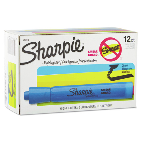 Highlighters | Sharpie 25010 Chisel Tip Tank Style Highlighters - Blue Ink/Barrel (1-Dozen) image number 0