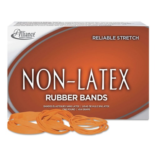 Rubber Bands | Alliance 37336 1 lbs. Box Size 33 0.04 in. Gauge Non-Latex Rubber Bands - Orange (1-Box) image number 0