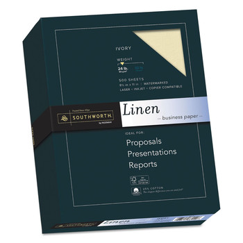 Southworth 564C 24 lbs. Bond Weight 8.5 in. x 11 in. 25% Cotton Linen Business Paper - Ivory (1/Box)