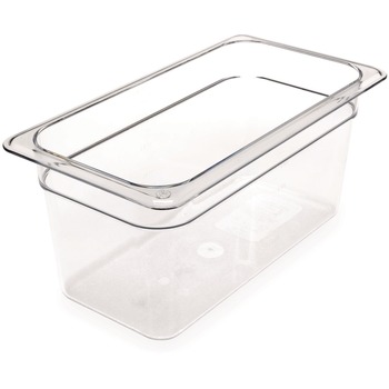  | Carlisle 3066207 6.88 in. x 12.75 in. x 6 in. 5.7 qt. StorPlus Polycarbonate Plastic Food Pan - Clear