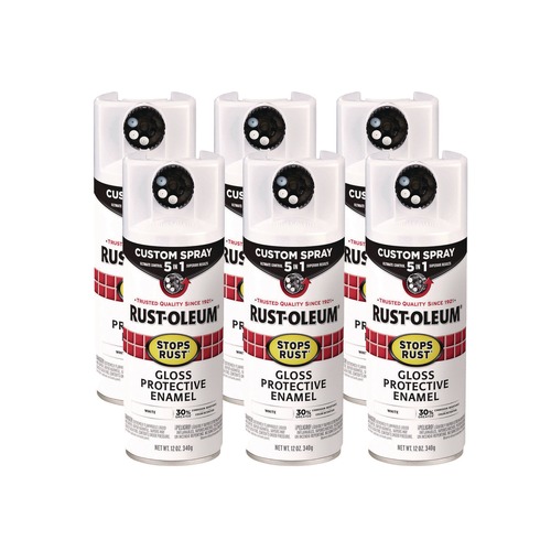 Painting | Rust-Oleum 376886 Stops Rust 5-in-1 Spray Paint, Gloss White, 12 oz Aerosol Can, 6/Carton image number 0