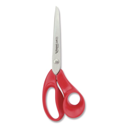 Arts & Crafts Supplies | Maped Helix 686549 Expert 8.25 in. Long 5 in. Cut Length Left-Handed Multipurpose Scissors - Straight Red Handle image number 0