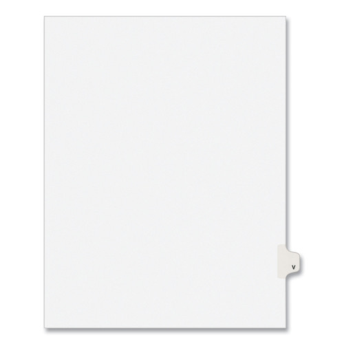 Back to School Sale | Avery 01422 11 in. x 8.5 in. 26-Tab V Avery Style Preprinted Legal Exhibit Side Tab Index Dividers - White (25/Pack) image number 0