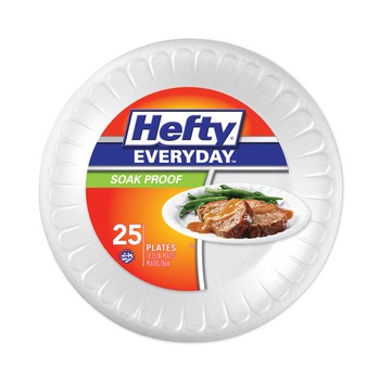 BOWLS AND PLATES | Hefty D2-1029 10.25 in. Diameter Plate Foam Soak Proof Tableware - White (10/Carton)