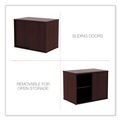 Office Filing Cabinets & Shelves | Alera ALELS593020MY Open Office Desk Series 29.5w x 19.13d x 22.78h Low Storage Cabinet Credenza - Mahogany image number 6