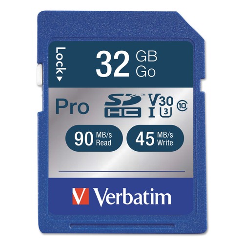 Office Electronics & Batteries | Verbatim 98047 32GB UHS-I V30 U3 Class 10 Pro 600X SDHC Memory Card image number 0