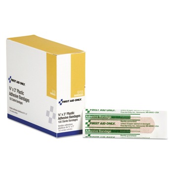  | First Aid Only G155 3 in. x 0.75 in. Plastic Adhesive Bandages (100/Box)