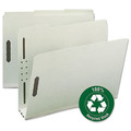 File Folders | Smead 15005 3 in. Expansion 2 Fasteners Letter Size Recycled Pressboard Fastener Folders - Gray-Green Exterior (25/Box) image number 2