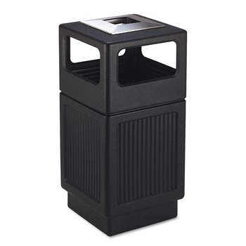 TRASH CANS | Safco 9477BL Canmeleon 38-Gallon Polyethylene Recessed Panel Receptacles - Black