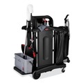 Cleaning Carts | Rubbermaid Commercial 1861427 Executive High Security 23.1 in. x 39.6 in. x 27.5 in. Janitorial Cleaning Cart - Black image number 5