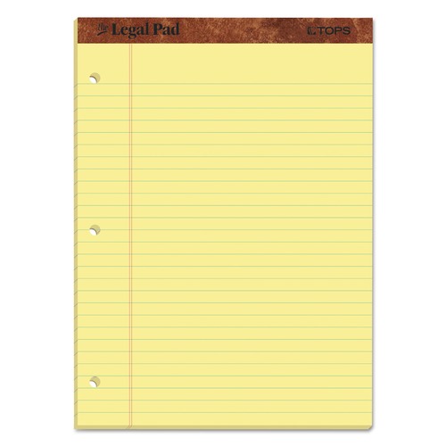 Notebooks & Pads | TOPS 75351 The Legal Pad 8.5 in. x 11.75 in. Perforated Pads - Wide/Legal, Canary Yellow (1-Dozen) image number 0