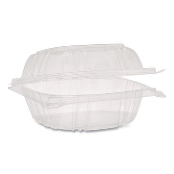 Pactiv Corp. YCI820500000 SENSATION SmartLock 5.24 in. x 5.25 in. x 2.57 in. Plastic Hinged Lid Container - Clear (375/Carton)