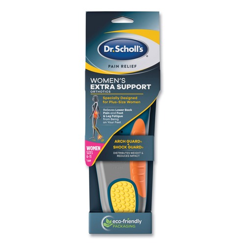 Safety & First Aid | Dr. Scholl's 87086992 Pain Relief Extra Support Orthotic Insoles - Women Sizes 6 to 11, Gray/Blue/Orange/Yellow (1-Pair) image number 0
