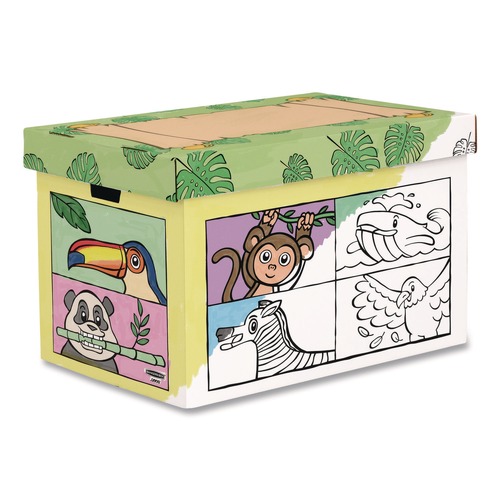 Arts & Crafts Supplies | Bankers Box 1231701 At Play Color in Toy Box Animal Design 1 Section 5.25 Cu Ft 28-in x 18-in x 18-in White/Black image number 0