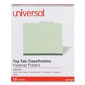 File Folders | Universal UNV10271 6-Section 2-Divider Pressboard Classification Folders - Letter, Green (10/Box) image number 1