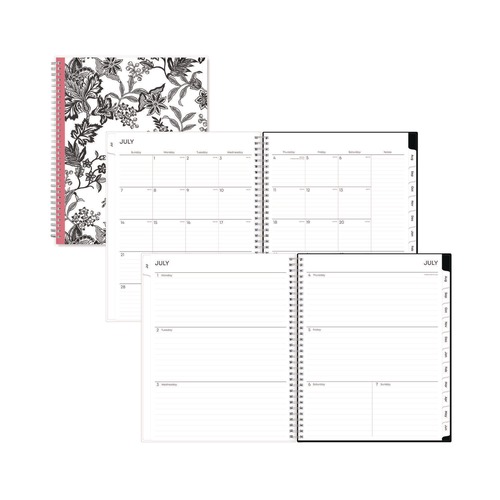 Notebooks & Pads | Blue Sky 130606 11 in. x 8.5 in. 12-Month (Jul 2025-Jun 2026) Analeis Create-Your-Own Cover Weekly/Monthly Planner - White/Black/Coral image number 0