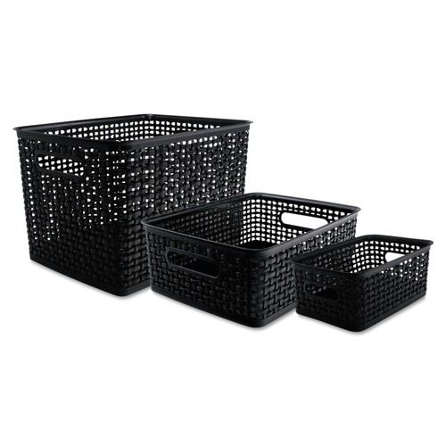 Boxes & Bins | Advantus 40329 13.63 in. x 10.75 in. x 9 in. Weave Bins - Black (3/Pack) image number 0