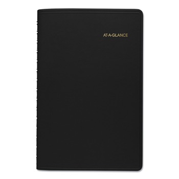 PAPER AND PRINTABLES | AT-A-GLANCE 7080005 8 in. x 5 in. 12-Month (Jan to Dec): 2026 One Day/Page: Mon to Sun Daily Appointment Book with 15-Minute Appointments - Black Cover