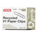 Back to School Sale | ACCO A7072365A No. 1 Smooth Recycled Paper Clips - Silver (1000/Pack) image number 1