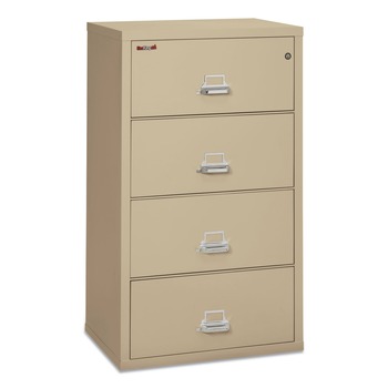 FireKing 4-3122-CPA 4 Legal/Letter-Size File Drawers 31.13 in. x 22.13 in. x 52.75 in. 260 lbs. Overall Capacity Insulated Lateral File - Parchment