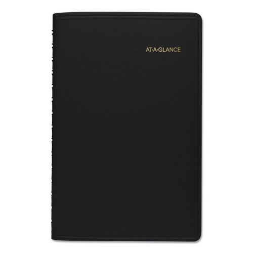 Notebooks & Pads | AT-A-GLANCE 7080005 8 in. x 5 in. 12-Month (Jan to Dec): 2026 One Day/Page: Mon to Sun Daily Appointment Book with 15-Minute Appointments - Black Cover image number 0