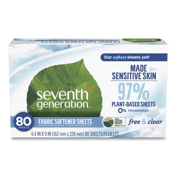  | Seventh Generation 10732913449306 Natural Fabric Softener Sheets - Unscented (80 Sheets/Box, 4/Carton)