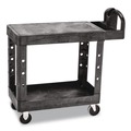Cleaning Carts | Rubbermaid Commercial FG450500BLA 19.19 in. x 37.88 in. x 33.33 in. 500 lb. Capacity Plastic Flat Shelf Utility Cart - Black image number 0