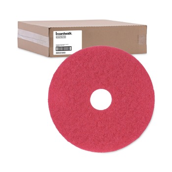 CLEANING TOOLS | Boardwalk BWK4016RED 16 in. Diameter Buffing Floor Pads - Red (5/Carton)