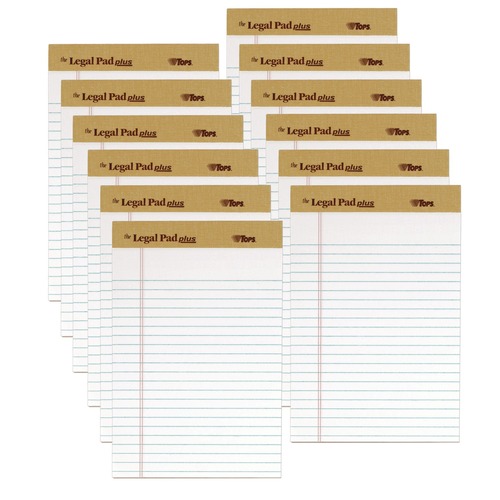 Notebooks & Pads | TOPS 71500 The Legal Pad Plus 5 in. x 8 in. Narrow Ruled Perforated Pads - White (1-Dozen) image number 0
