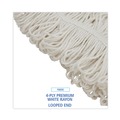  | Boardwalk BWK424REA 24 oz. Pro Loop Web/Tailband Rayon Wet Mop Head - White image number 4