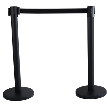  | Tatco 16600 14 in. x 35 in. x 9 ft 6 in. Assorted Materials Economy Crowd Control - Black (2/Carton)