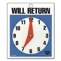 Floor Signs & Safety Signs | Headline Sign 9382 7.5 in. x 9 in. Plastic Double-Sided Open/Will Return Sign with Clock Hands image number 2