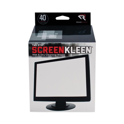 Cleaning & Janitorial Supplies | Read Right RR1305 5 x 5 Two Step ScreenKleen Wet and Dry Cleaning Wipes - Unscented (40/Box) image number 0