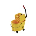 Mop Buckets | Rubbermaid Commercial FG748000YEL WaveBrake 2.0 26 qt. Side-Press Plastic Bucket/Wringer Combos - Yellow image number 2