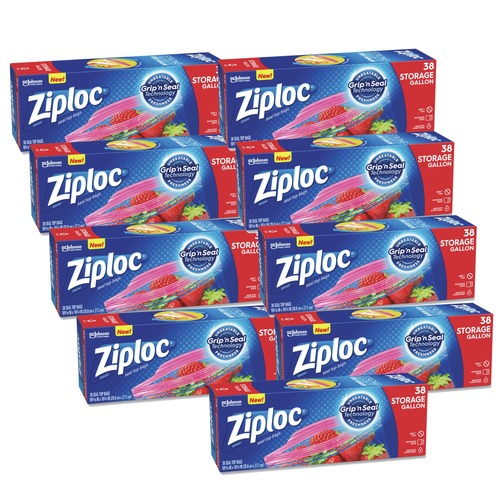 Food Service | Ziploc 383233 10.56 in. x 10.75 in. Gallon Triple System Seal Double Zipper Storage Bags - Clear (38 Bags/Box, 9 Boxes/Carton) image number 0