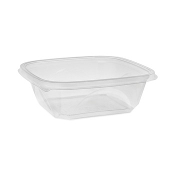 Pactiv Corp. SAC0732 EarthChoice 32 oz. 7 in. x 7 in. x 2 in. Square Recycled Plastic Bowl - Clear (300/Carton)