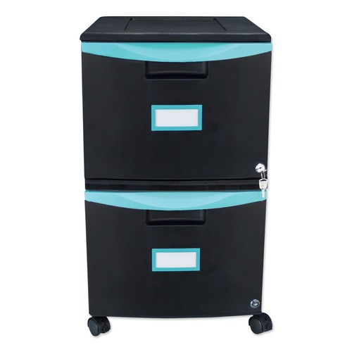 Office Filing Cabinets & Shelves | Storex 61315U01C 2 Legal/letter-Size File Drawers 14.75 in. x 18.25 in. x 26 in. Two-Drawer Mobile Filing Cabinet - Black/Teal image number 0