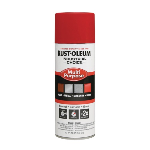 Painting | Rust-Oleum 1660830 12 oz. Aerosol Can Industrial Choice 1600 System Multi-Purpose Enamel Spray Paint - Flat Safety Red (6/Carton) image number 0