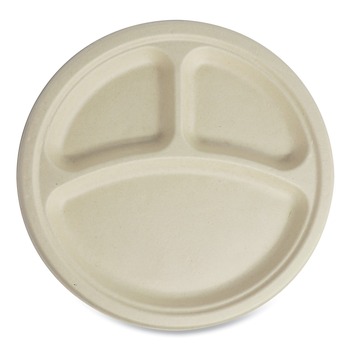 BOWLS AND PLATES | World Centric PLSCU10TLFS 10 in. Diameter Paper Fiber Plates - Natural (700/Carton)