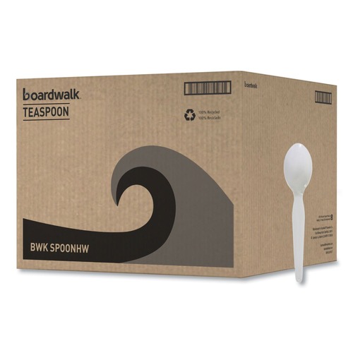 | Boardwalk BWKSPOONHW Heavyweight Polystyrene Teaspoon Cutlery - White (1000/Carton) image number 0