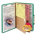File Folders | Smead 19083 6 SafeSHIELD Fasteners 2 Dividers Legal Size 6-Section Pressboard Top Tab Pocket Classification Folders - Green (10/Box) image number 3