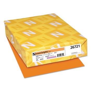 Neenah Paper 26721 8.5 in. x 11 in. 20 lbs Bond Weight Exact Brights Paper - Bright Orange (500/Ream)
