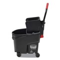 Mop Buckets | Rubbermaid Commercial 1863896 35 qt. WaveBrake 2.0 Side-Press Plastic Bucket/Wringer Combos - Black image number 1