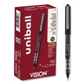 Pens | uni-ball 60106 VISION Extra-Fine 0.5 mm Stick Roller Ball Pen - Black Ink Gray/Black/Clear Barrel (1-Dozen) image number 0