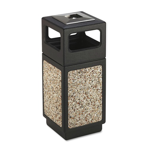 Trash & Waste Bins | Safco 9470NC 15 Gallon Polyethylene/Stainless Steel Canmeleon Aggregate Panel Receptacles - Black image number 0