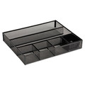 Desktop Organizers | Rolodex 22131 15.25 x 11.88 x 2.5 Metal Mesh 6-Compartment Deep Desk Drawer Organizer - Black image number 0