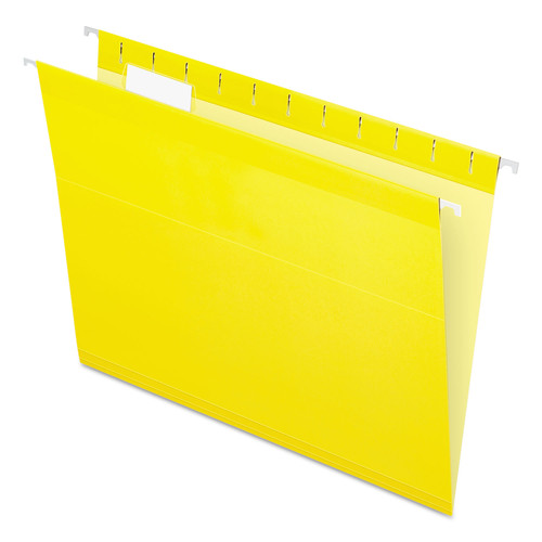 File Folders | Pendaflex 04152 1/5 YEL 1/5-Cut Tabs Letter Size Colored Reinforced Hanging Folders - Yellow (25/Box) image number 0