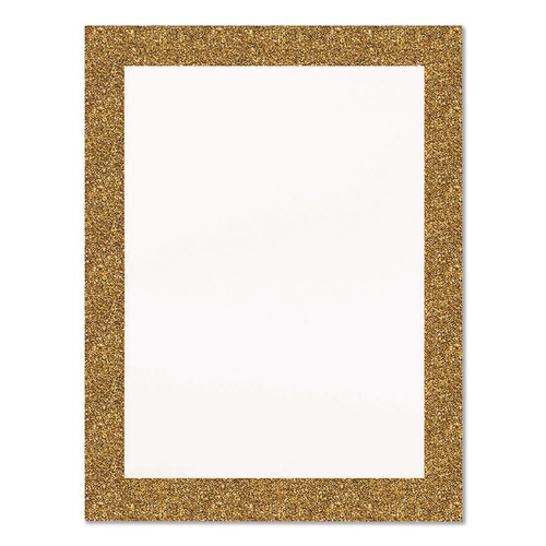 Project & Display Boards | Royal Brites 24448M 22 in. x 28 in. Heavyweight Glitter Poster Board - White with Gold Border (25/Pack) image number 0