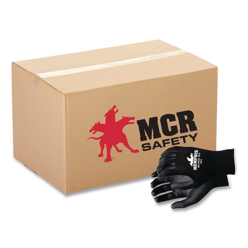 Cleaning Gloves | MCR Safety 9669S Economy PU Coated Work Gloves - Small/Black (1-Dozen) image number 0